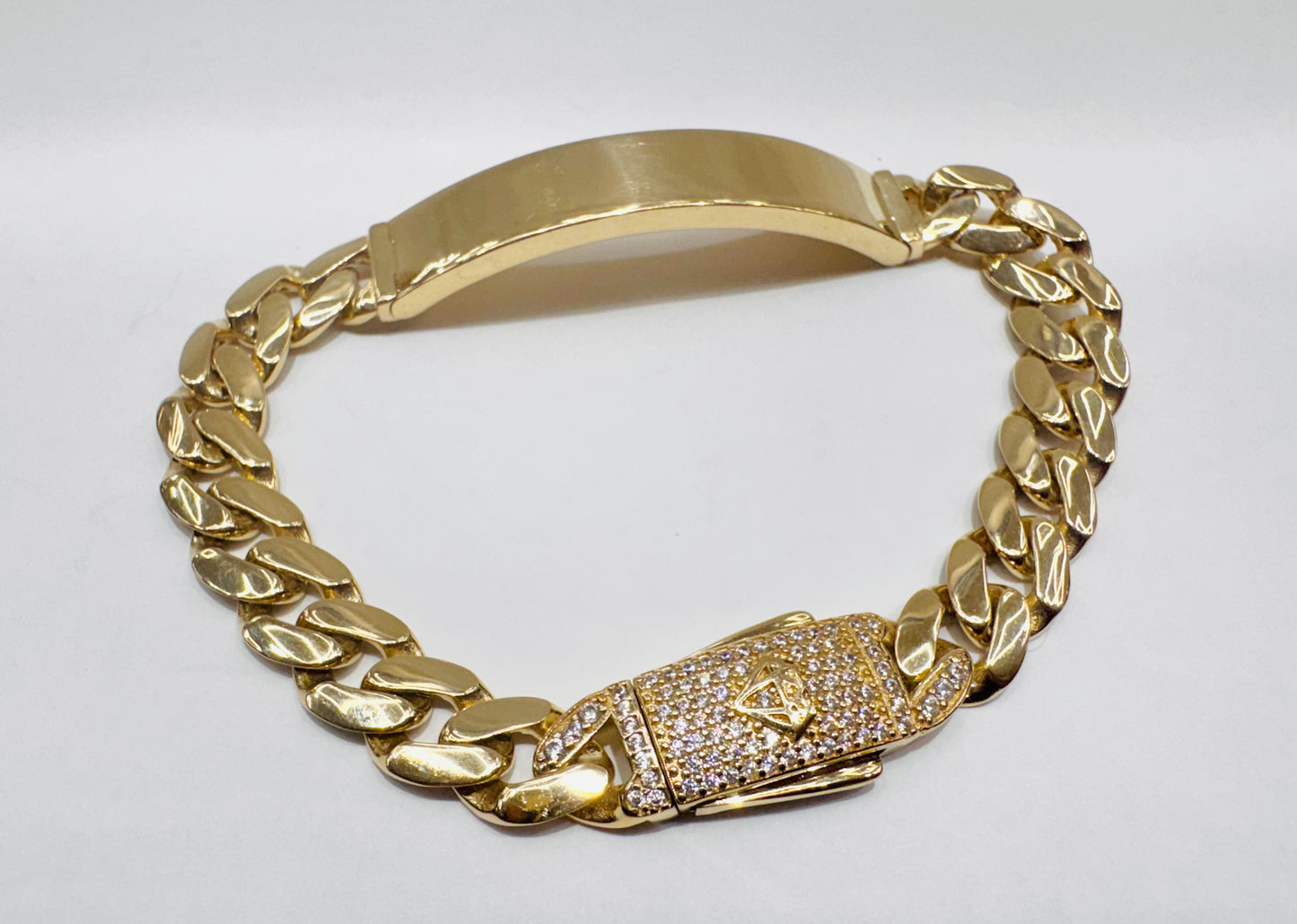 10K GOLD MONACO ID BRACELET 8”, WIDTH: 8mm, WEIGHT: 14.7gm