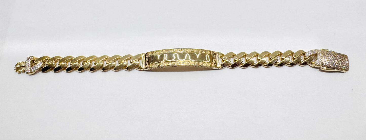 10K GOLD MONACO ID BRACELET 8.5”, WIDTH: 10.5mm, WEIGHT: 19.2gm