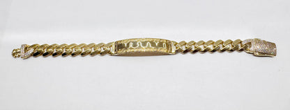 10K GOLD MONACO ID BRACELET 8.5”, WIDTH: 10.5mm, WEIGHT: 19.2gm