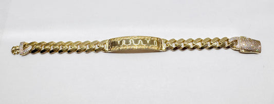 10K GOLD MONACO ID BRACELET 8.5”, WIDTH: 10.5mm, WEIGHT: 19.2gm