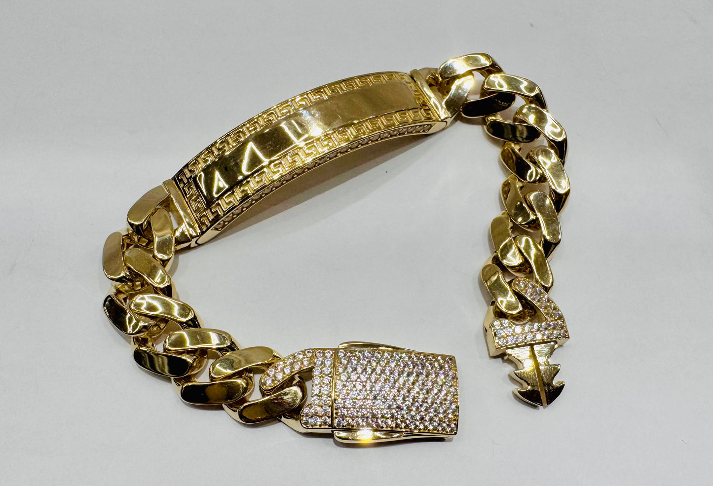 10K GOLD MONACO ID BRACELET 8”, WIDTH: 12.7mm, WEIGHT: 24.7gm