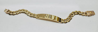 10K GOLD MONACO ID BRACELET 8”, WIDTH: 8mm, WEIGHT: 14.7gm
