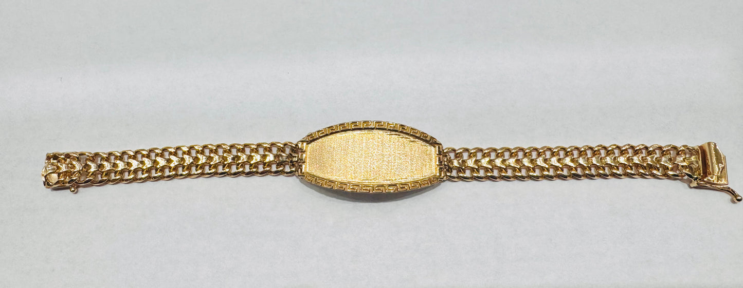 10K GOLD CHINO LINK ID BRACELET 8”, WIDTH: 9.7mm, WEIGHT: 27.5gm