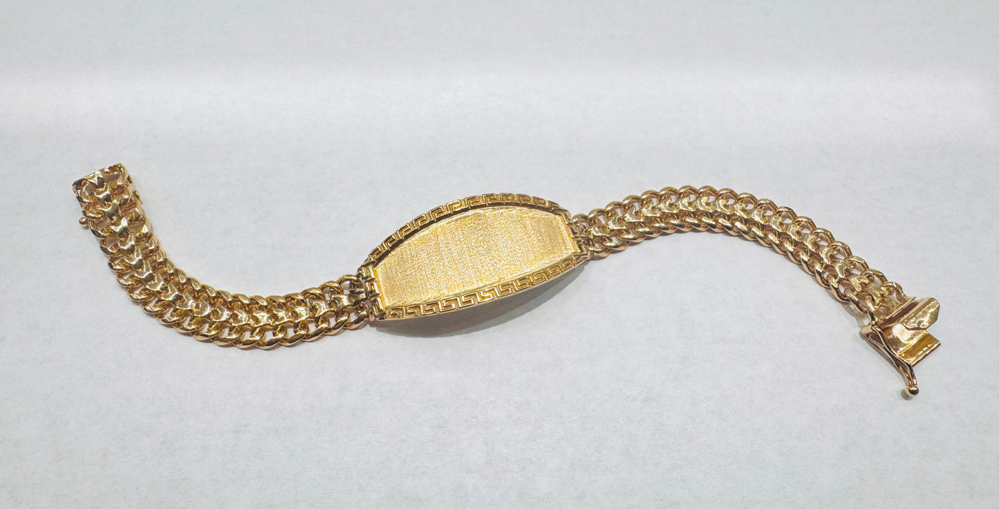 10K GOLD CHINO LINK ID BRACELET 8”, WIDTH: 9.7mm, WEIGHT: 27.5gm