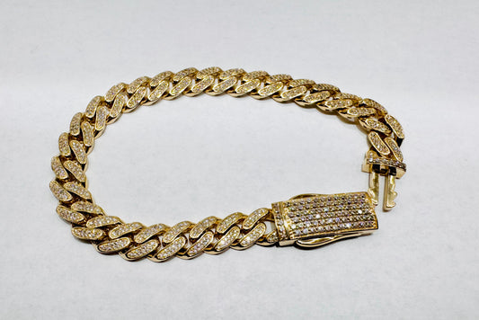 10K GOLD CZ CUBAN LINK BRACELET 8.5”, WIDTH: 8.5mm, WEIGHT: 17.2gm