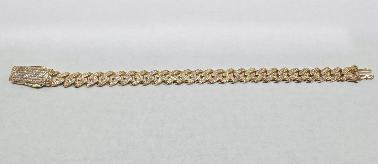 10K GOLD CZ CUBAN LINK BRACELET 8.5”, WIDTH: 8.5mm, WEIGHT: 17.2gm