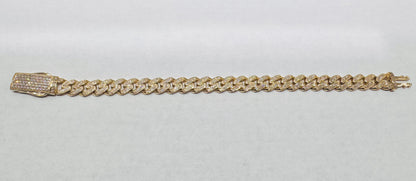 10K GOLD CZ CUBAN LINK BRACELET 8.5”, WIDTH: 8.5mm, WEIGHT: 17.2gm