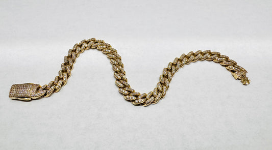 10K GOLD CZ CUBAN LINK BRACELET 8”, WIDTH: 5.8mm, WEIGHT: 10gm