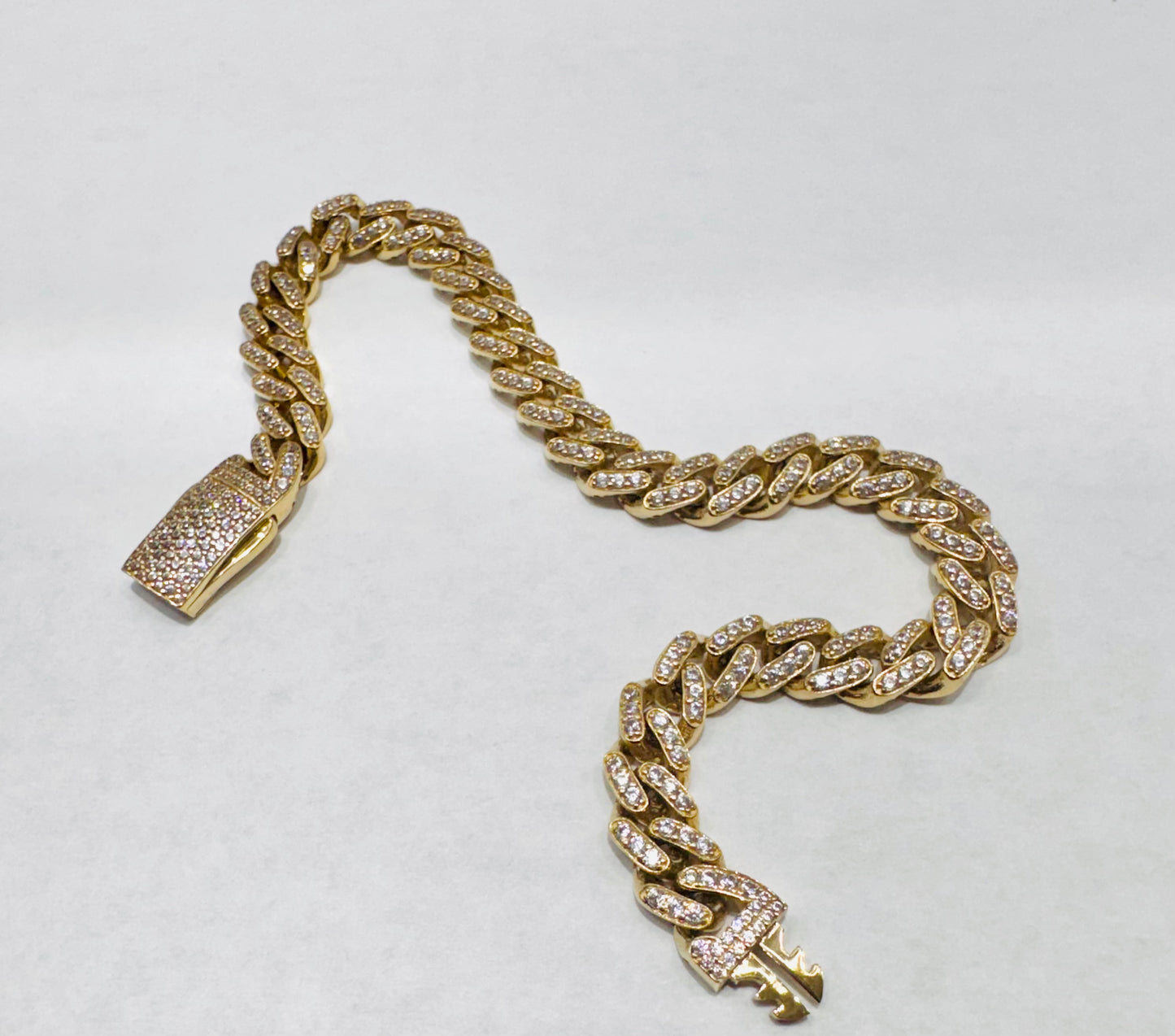 10K GOLD CZ CUBAN LINK BRACELET 8”, WIDTH: 5.8mm, WEIGHT: 10gm