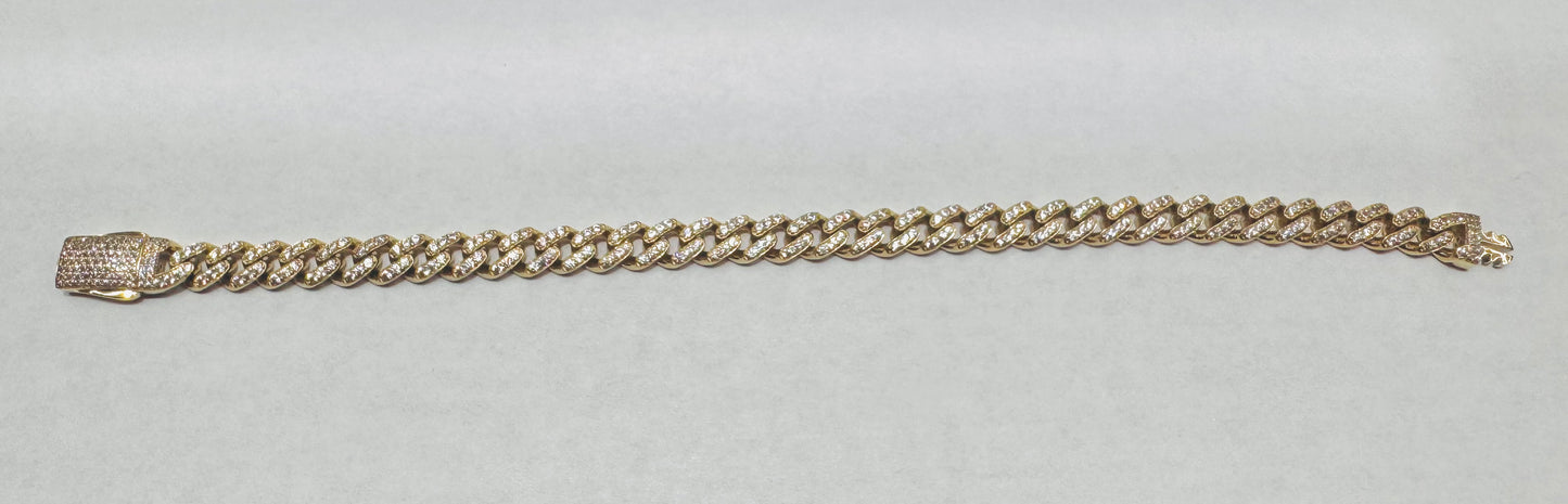 10K GOLD CZ CUBAN LINK BRACELET 8”, WIDTH: 5.8mm, WEIGHT: 10gm
