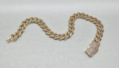 10K GOLD CZ CUBAN LINK BRACELET 8”, WIDTH: 7mm, WEIGHT: 12.1gm