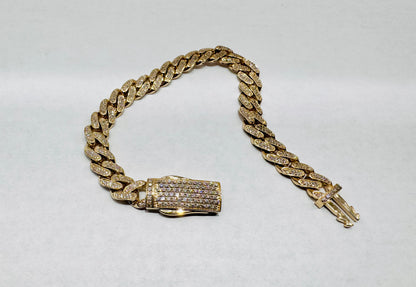 10K GOLD CZ CUBAN LINK BRACELET 8.5”, WIDTH: 8.5mm, WEIGHT: 17.2gm