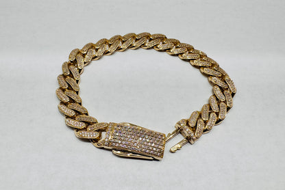 10K GOLD CZ CUBAN LINK BRACELET 9”, WIDTH: 11mm, WEIGHT: 22.5gm