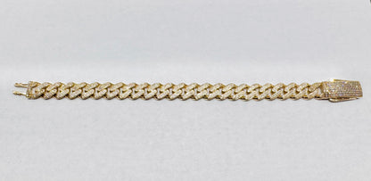 10K GOLD CZ CUBAN LINK BRACELET 9”, WIDTH: 11mm, WEIGHT: 22.5gm