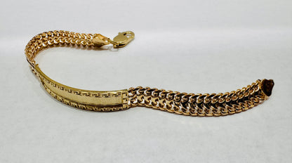 10K GOLD CHINO LINK ID BRACELET 8”, WIDTH: 9mm, WEIGHT: 19.4gm