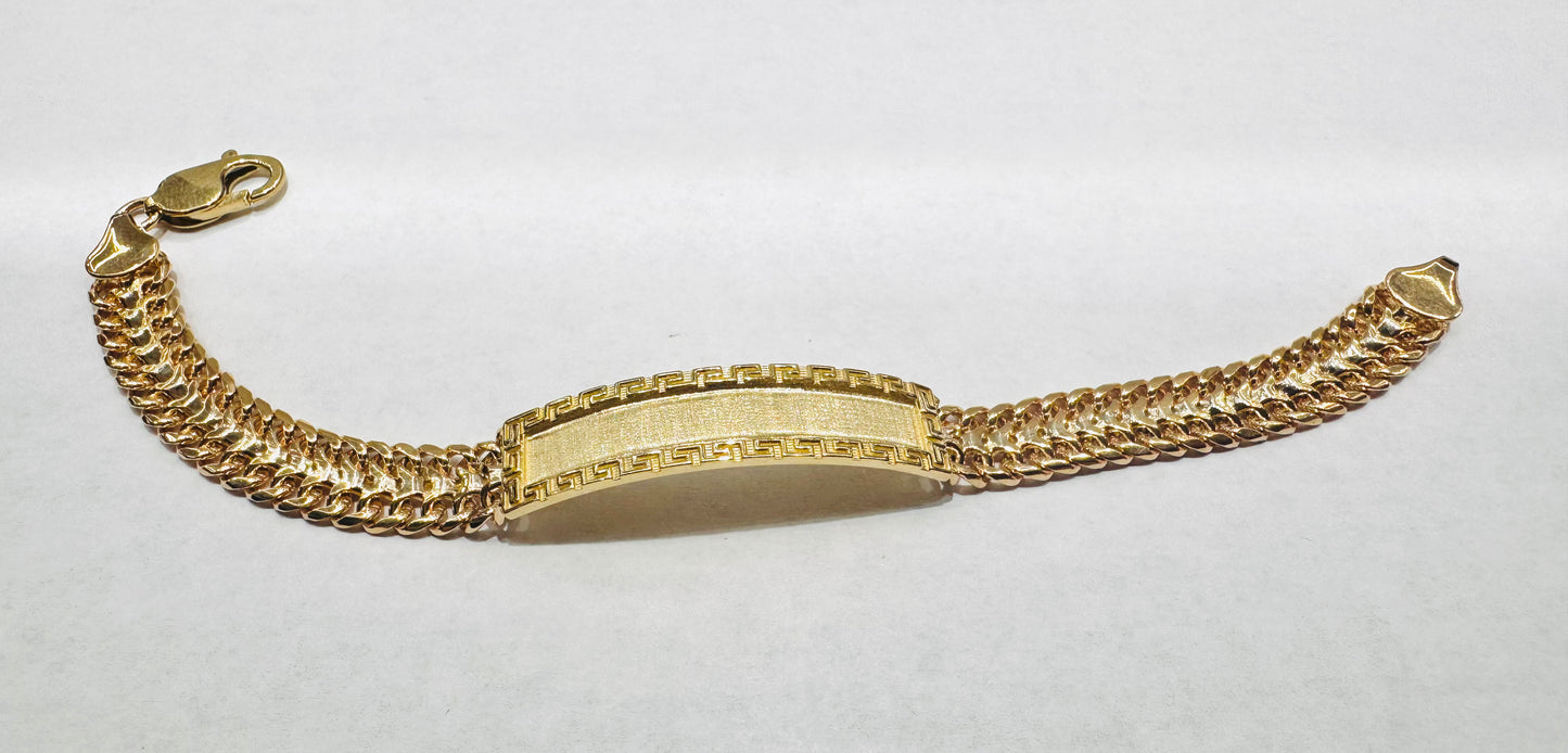 10K GOLD CHINO LINK ID BRACELET 8”, WIDTH: 9mm, WEIGHT: 19.4gm