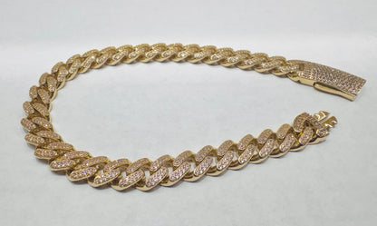 10K GOLD CZ CUBAN LINK BRACELET 8”, WIDTH: 7mm, WEIGHT: 12.1gm