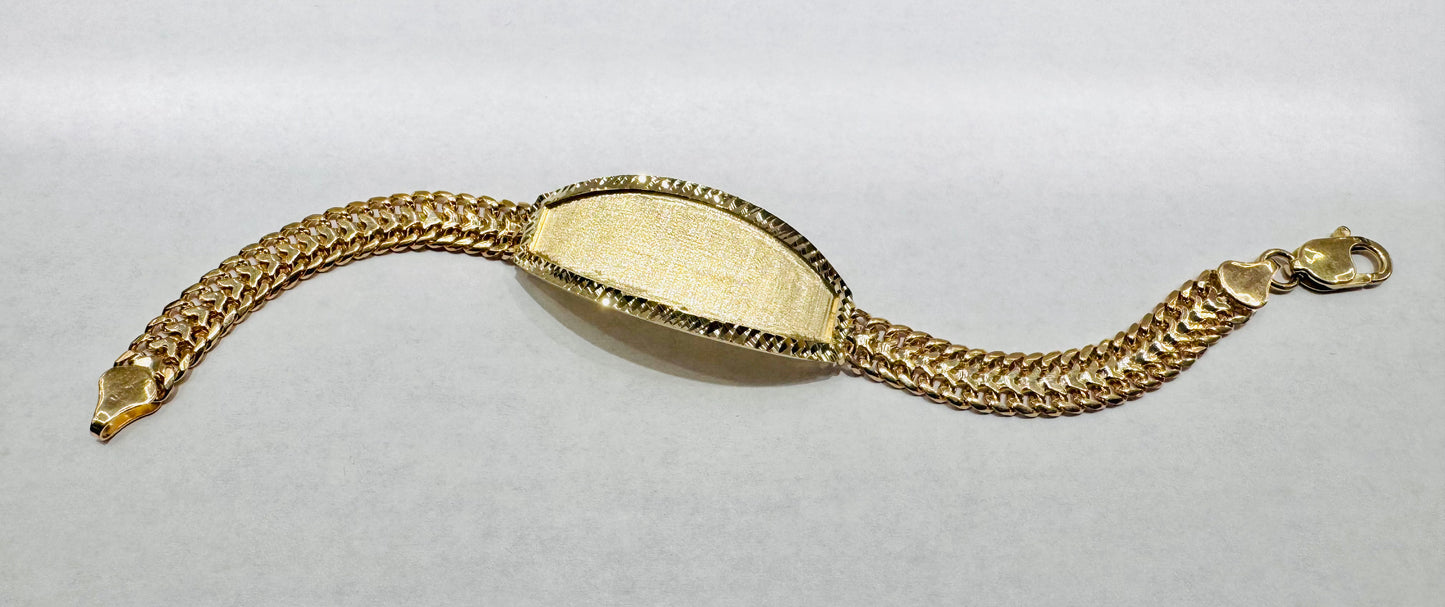 10K GOLD CHINO LINK ID BRACELET 8” WIDTH: 8.5mm, WEIGHT: 22gm