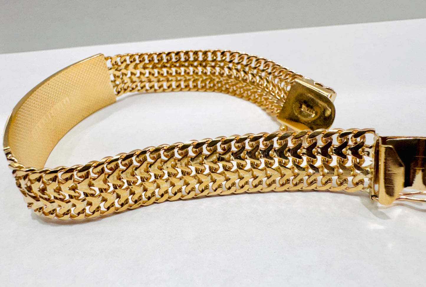 10K GOLD CHINO LINK ID BRACELET 8”, WIDTH: 13.3mm, WEIGHT: 32.6gm