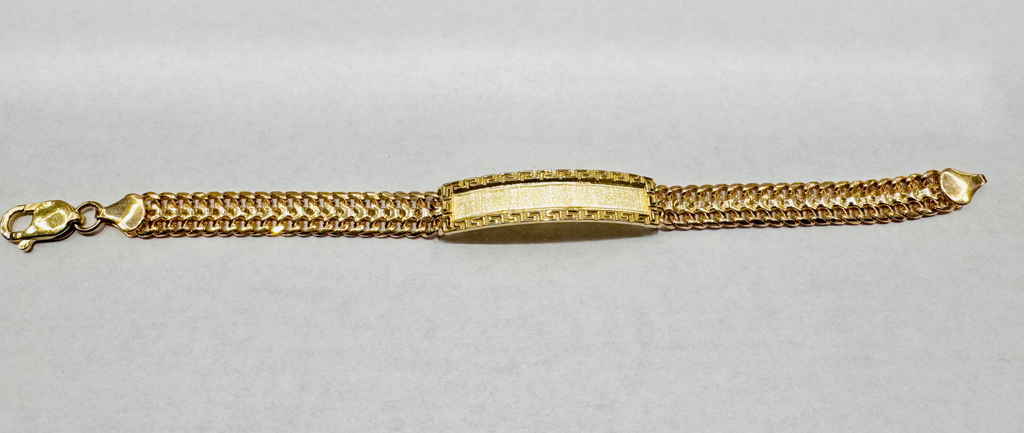 10K GOLD CHINO LINK ID BRACELET 8”, WIDTH: 9mm, WEIGHT: 19.4gm