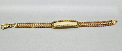 10K GOLD CHINO LINK ID BRACELET 8”, WIDTH: 9mm, WEIGHT: 19.4gm