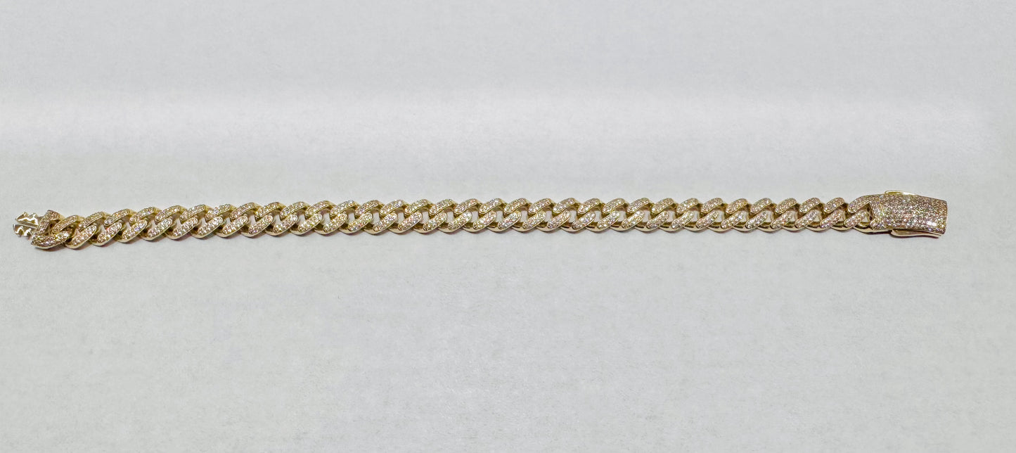 10K GOLD CZ CUBAN LINK BRACELET 8”, WIDTH: 7mm, WEIGHT: 12.1gm