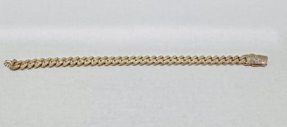 10K GOLD CZ CUBAN LINK BRACELET 8”, WIDTH: 7mm, WEIGHT: 12.1gm