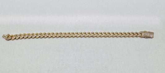 10K GOLD CZ CUBAN LINK BRACELET 8”, WIDTH: 7mm, WEIGHT: 12.1gm