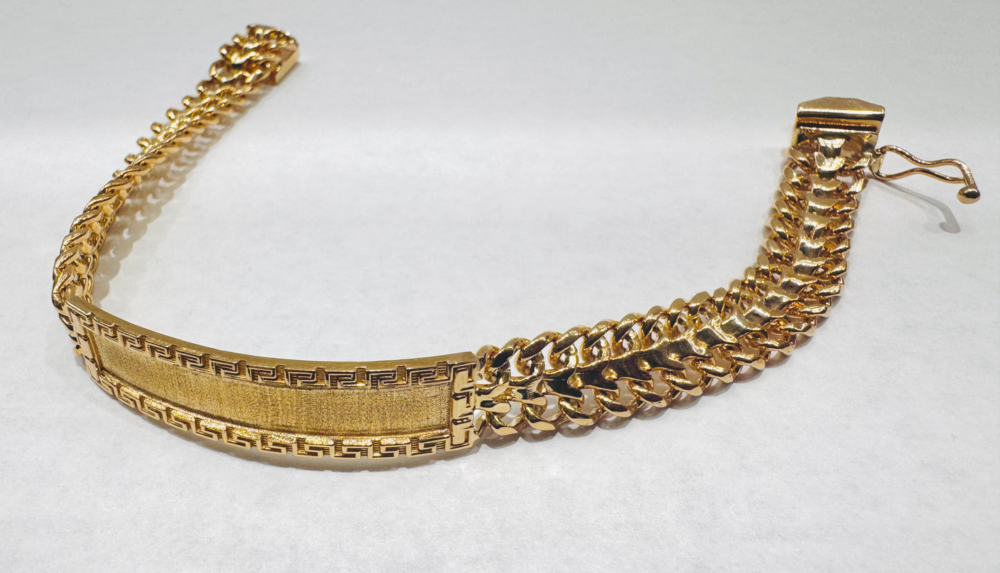 10K GOLD CHINO LINK ID BRACELET 8”, WIDTH: 10mm, WEIGHT: 25.9gm
