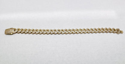 10K GOLD CZ CUBAN LINK BRACELET 8”, WIDTH: 8.8mm, WEIGHT: 15gm