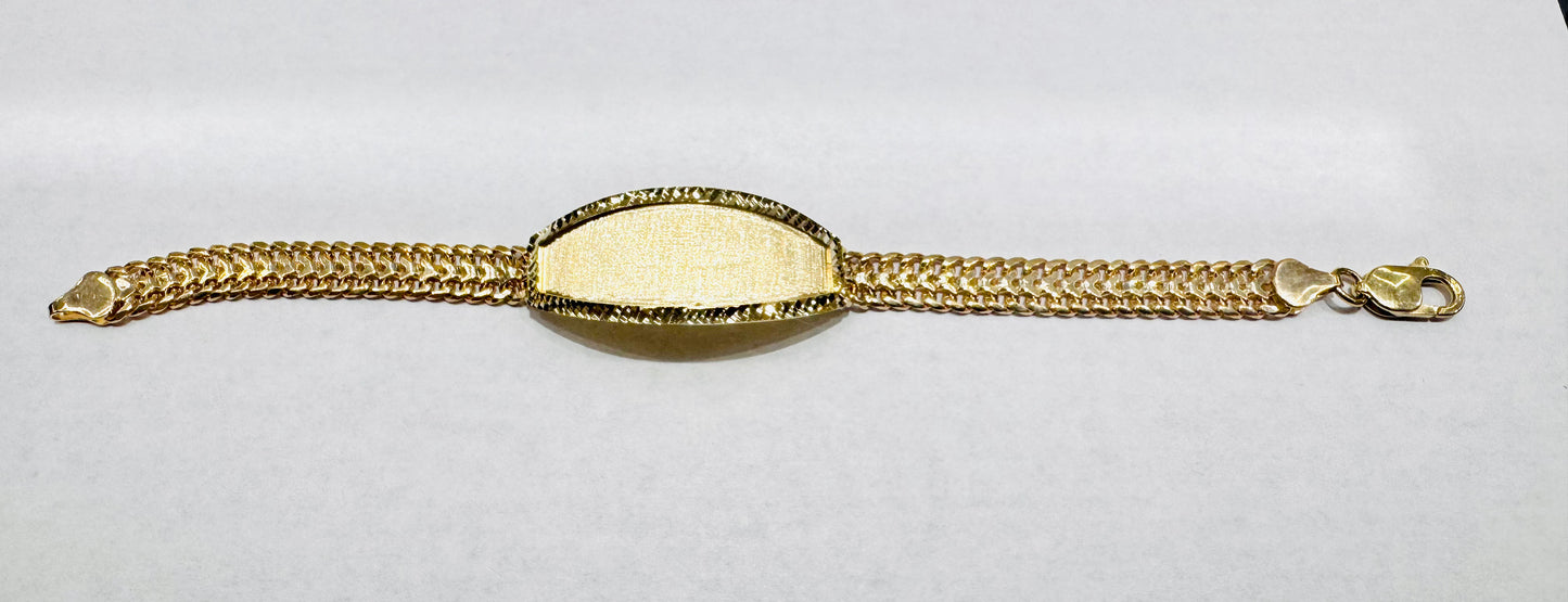 10K GOLD CHINO LINK ID BRACELET 8” WIDTH: 8.5mm, WEIGHT: 22gm
