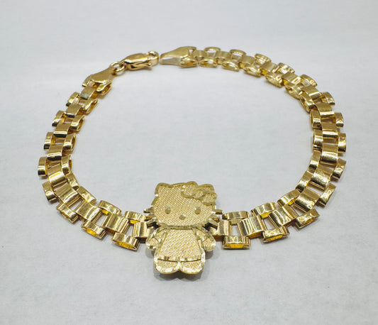 10K GOLD SMALL HELLO KITTY FULL BODY BRACELET 7”, WEIGHT: 6.6gm