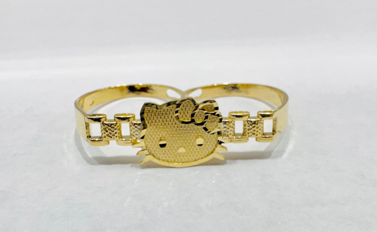 10K GOLD TWO FINGER HELLO KITTY RING, SIZE: 8&9, WEIGHT: 4.3gm