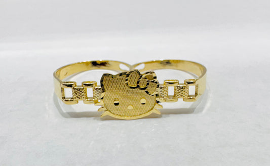 10K GOLD TWO FINGER HELLO KITTY RING, SIZE: 8&9, WEIGHT: 4.3gm