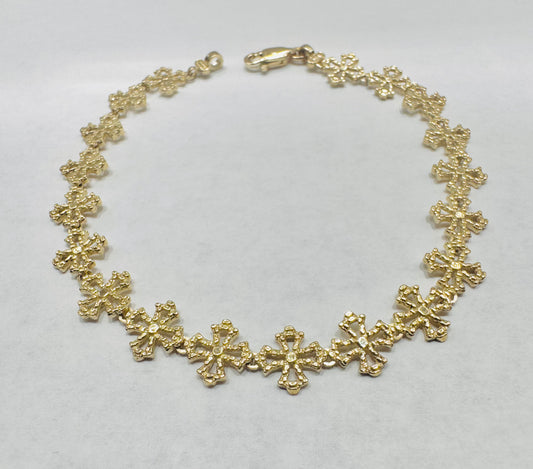 10K GOLD CROSS BRACELET 7.5”, WEIGHT: 5.7gm