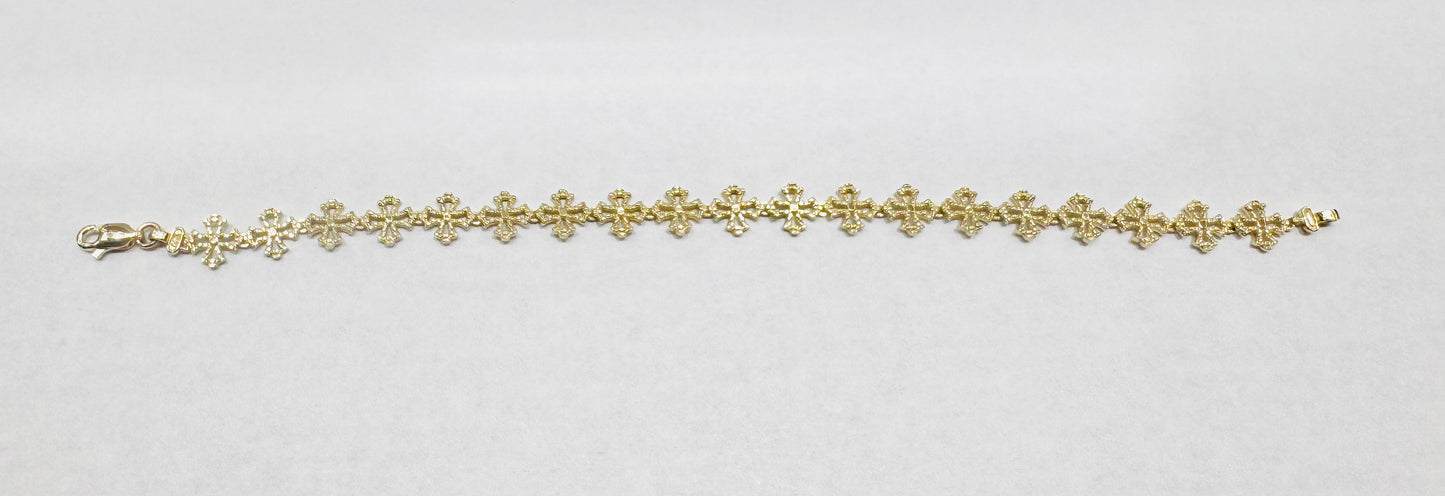 10K GOLD CROSS BRACELET 7.5”, WEIGHT: 5.7gm