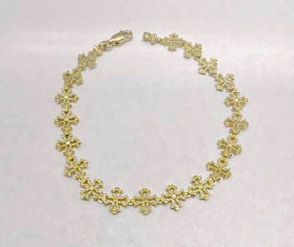 10K GOLD CROSS BRACELET 7.5”, WEIGHT: 5.7gm