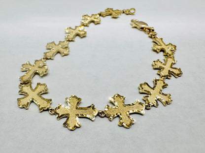 10K GOLD CROSS BRACELET 8”, WEIGHT: 6.5gm
