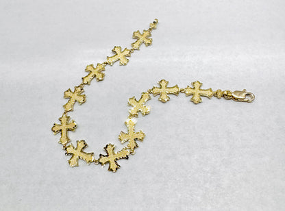10K GOLD CROSS BRACELET 8”, WEIGHT: 6.5gm