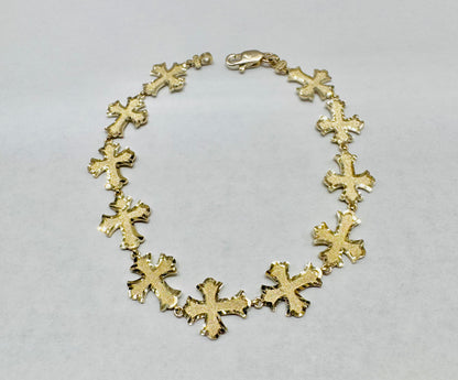 10K GOLD CROSS BRACELET 8”, WEIGHT: 6.5gm