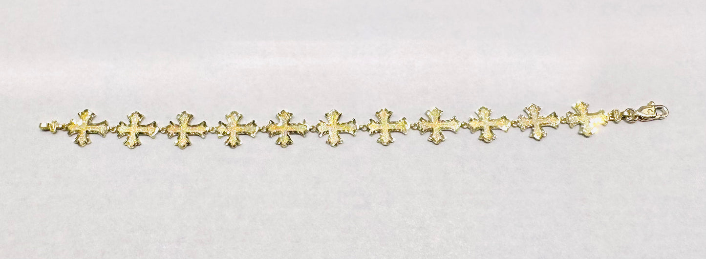 10K GOLD CROSS BRACELET 8”, WEIGHT: 6.5gm