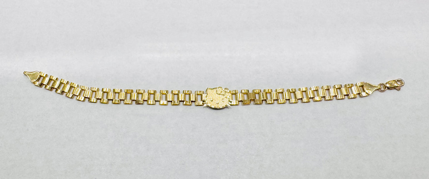 10K GOLD SMALL HELLO KITTY FACE BRACELET 8”, WEIGHT: 9.2gm