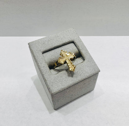 10K GOLD CROSS RING, SIZE: 7.5, WEIGHT: 1.7gm