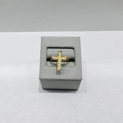 10K GOLD CROSS RING, SIZE:7.5, WEIGHT: 1.6gm