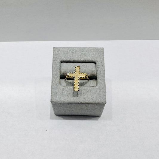 10K GOLD CROSS RING, SIZE:7.5, WEIGHT: 1.6gm
