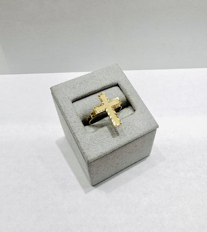 10K GOLD CROSS RING, SIZE:7.5, WEIGHT: 1.6gm