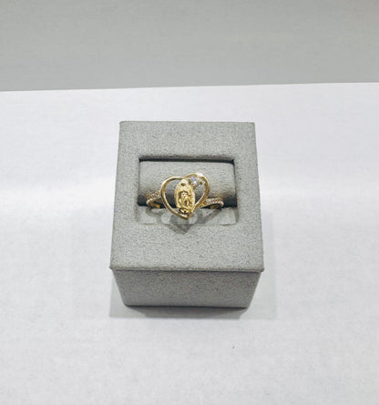 10K GOLD VIRGIN MARY RING WITH CZ STONES, SIZE: 8.5, WEIGHT: 1.8gm