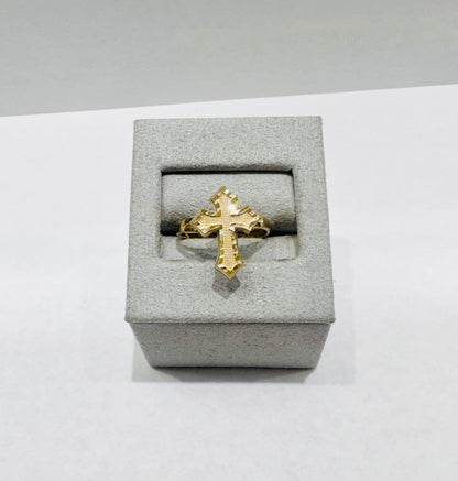 10K GOLD CROSS RING, SIZE: 7.5, WEIGHT: 1.7gm