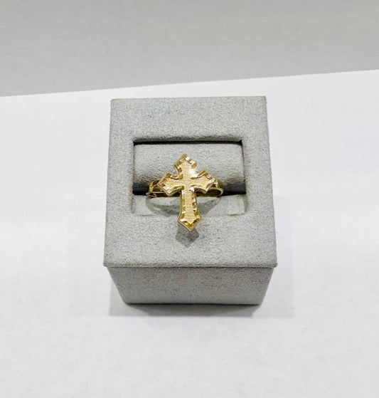 10K GOLD CROSS RING, SIZE: 7.5, WEIGHT: 1.7gm