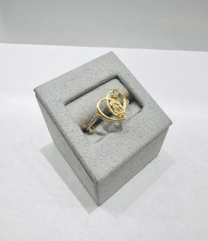 10K GOLD VIRGIN MARY RING WITH CZ STONES, SIZE: 8.5, WEIGHT: 1.8gm